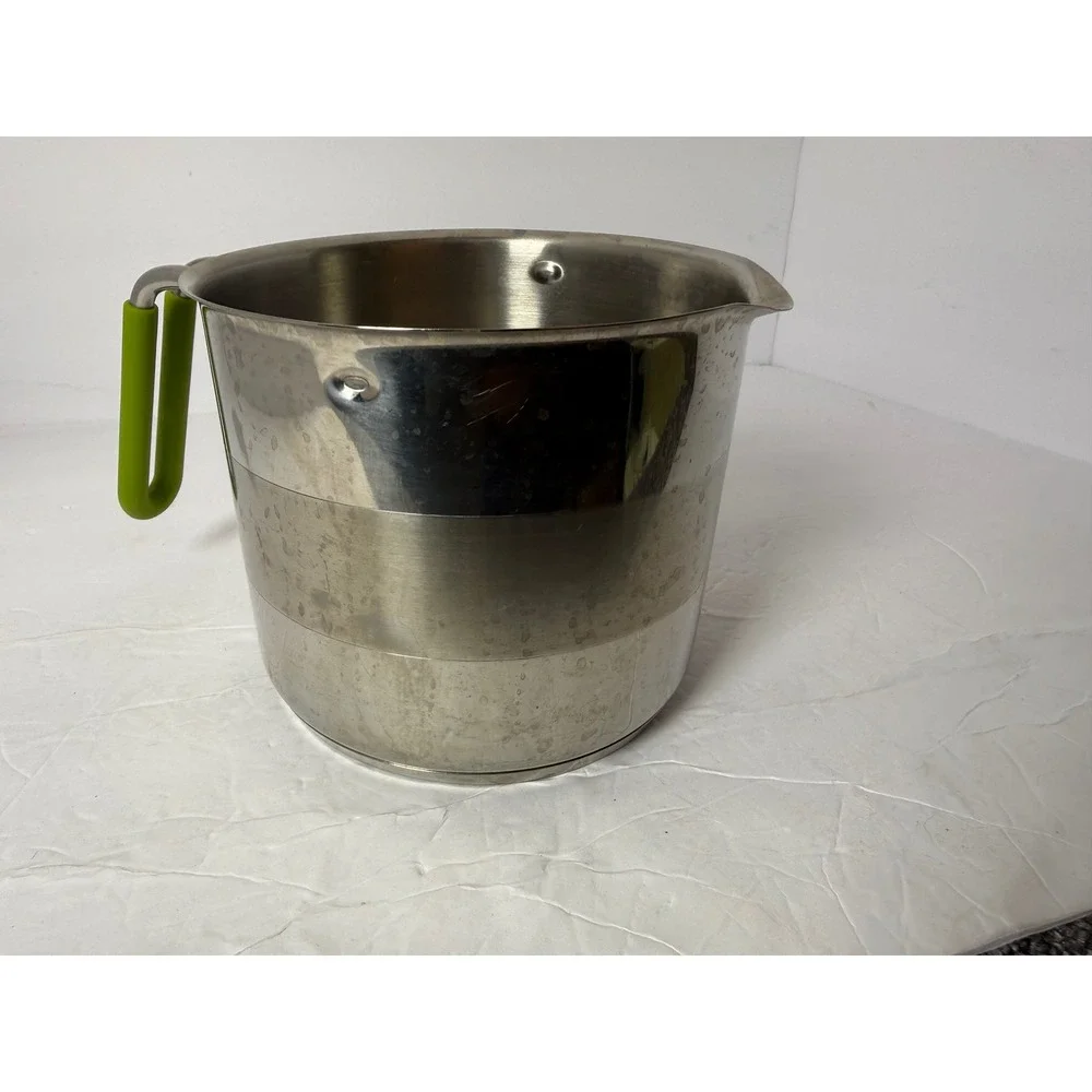 Kuhn Rikon 4223 Stainless Steel Straining Pot with Glass Lid Green Handles